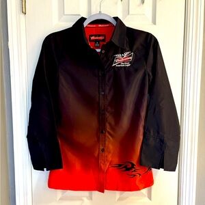 Ladies Budweiser Rodeo Flames Blouse Size Small.